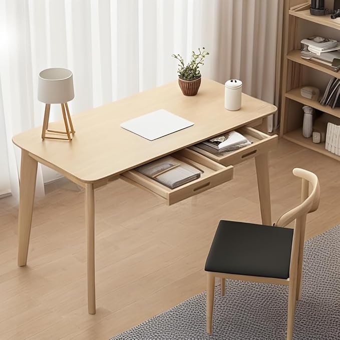 DELLMAO Writing Computer Desk Office Desk Computer Table Study Writing Desk with 2 Drawers for Home Office Modern Furniture