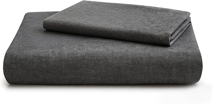 LOVQUE 100% Washed Cotton Duvet Cover Twin Size, Grey Fade-Resistant Natural Bedding Set (No Comforter), 68x90 Inches