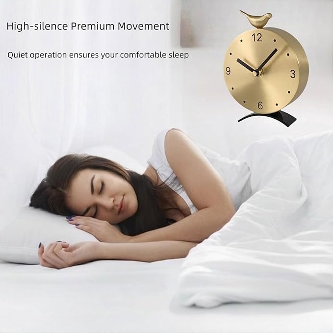 Brass Creative Clock - Silent Non-Ticking Desk Clock, Elegant Home & Office Decorative Clock, Vintage Brass Table Clock, Gift Idea for Housewarming & Birthday