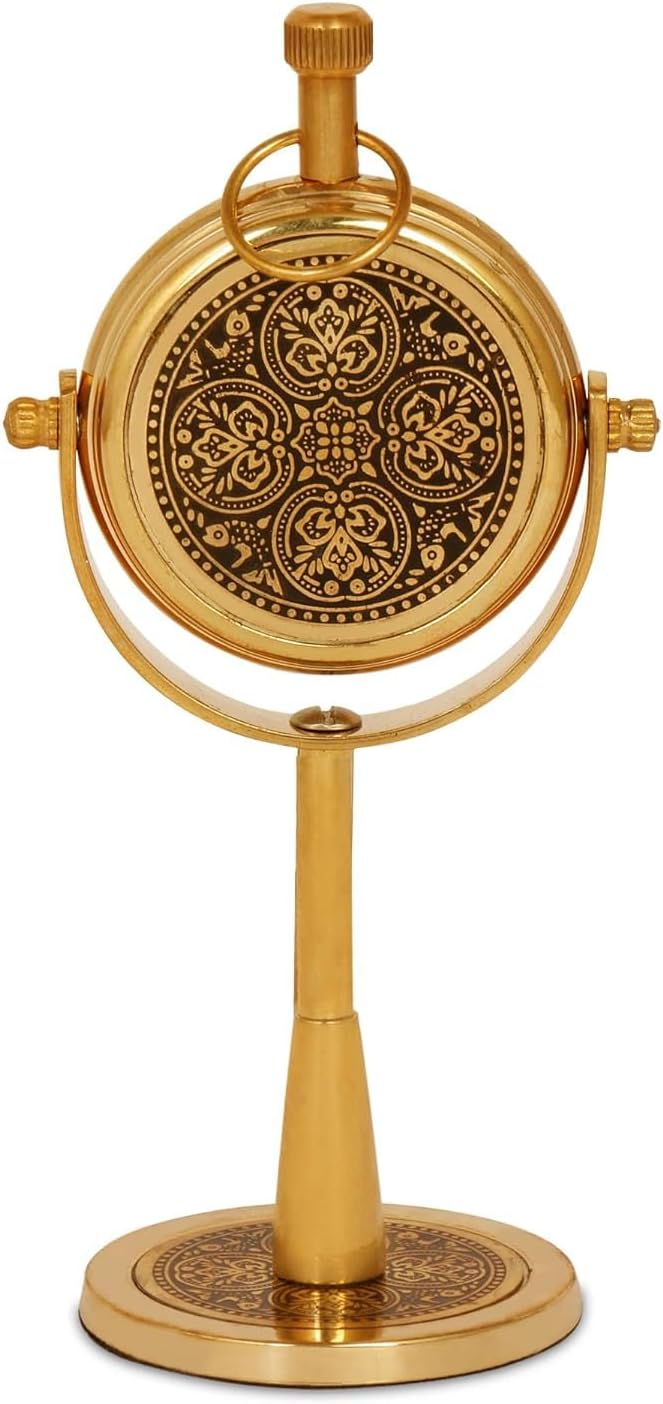 Vintage Brass Table Clock Antique Style Desk Timepiece Handcrafted Solid Brass Clock for Home or Office Classic Retro Decor Accent Elegant Collectible Gift for Men & Women(4x5.5 Inch) Golden Finish