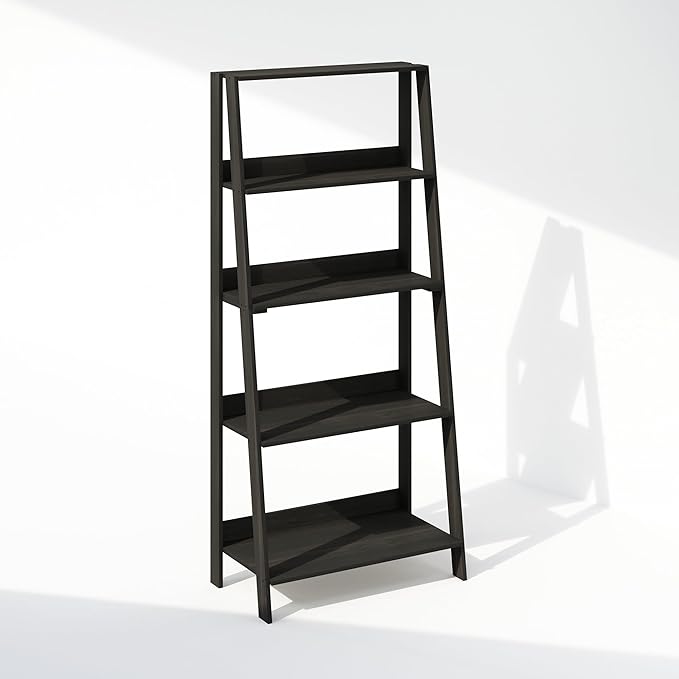Furinno Ladder Display Shelf, 5-Tier Ladder Shelf, Ladder Bookshelf, Display Storage Shelves, 13 x 23.6 x 53.5, for Living Room, Home Office, Espresso
