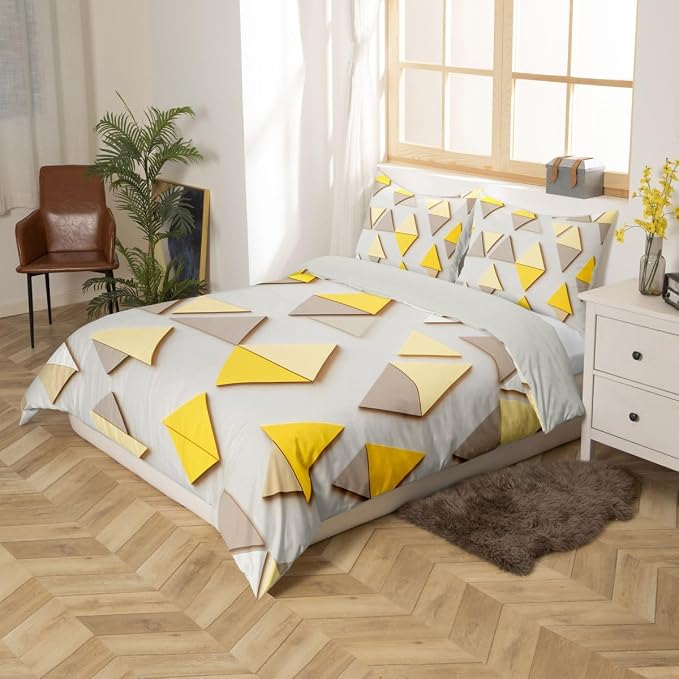 Erosebridal Abstract Art Duvet Cover Set Ombre Simplistic Geometric Full Size Bedding Sets for Child Boys | Minimalist Simple Modern Comforter Cover Mid Century Bed Set, Room Decor Aesthetic
