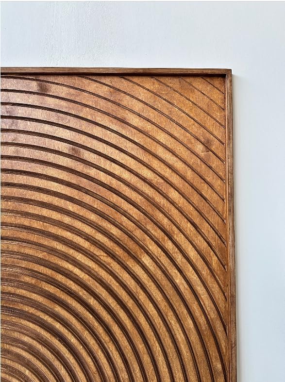 Geometric Wooden Wall Art, Set of 2 Carved Pieces, Home Decor