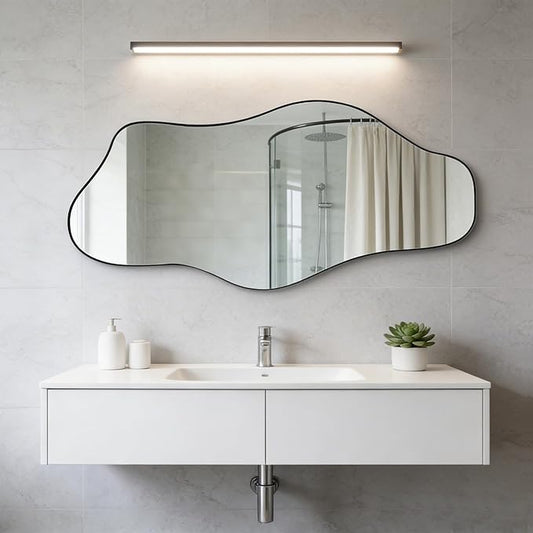 Irregular Wall Mirror, 47.5"x24" Asymmetrical Tempered Glass Mirrors, Modern Abstract Frameless Mirrors for Living Room Bathroom Bedroom Hallway Entryway Fireplace, Horizontal Or Vertical