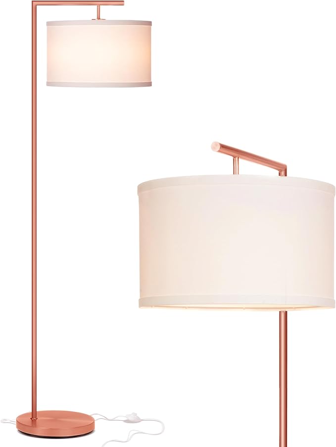Brightech Montage Modern Floor Lamp, LED Floor Lamp for Living Rooms & Offices - Tall Standing Lamp for Bedroom Reading - Corner Pole Lamp for Contemporary Home Decor - Rose Gold