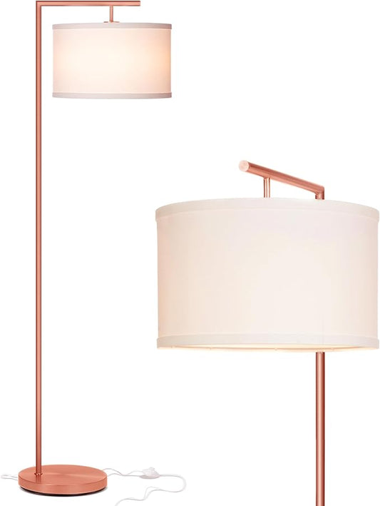 Brightech Montage Modern Floor Lamp, LED Floor Lamp for Living Rooms & Offices - Tall Standing Lamp for Bedroom Reading - Corner Pole Lamp for Contemporary Home Decor - Rose Gold