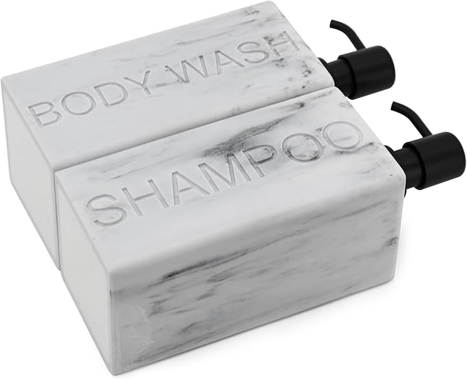 Rectangular Resin Dispenser Premium Bathroom Shampoo Conditioner Body Wash Bottle Modern Refillable Pump Design