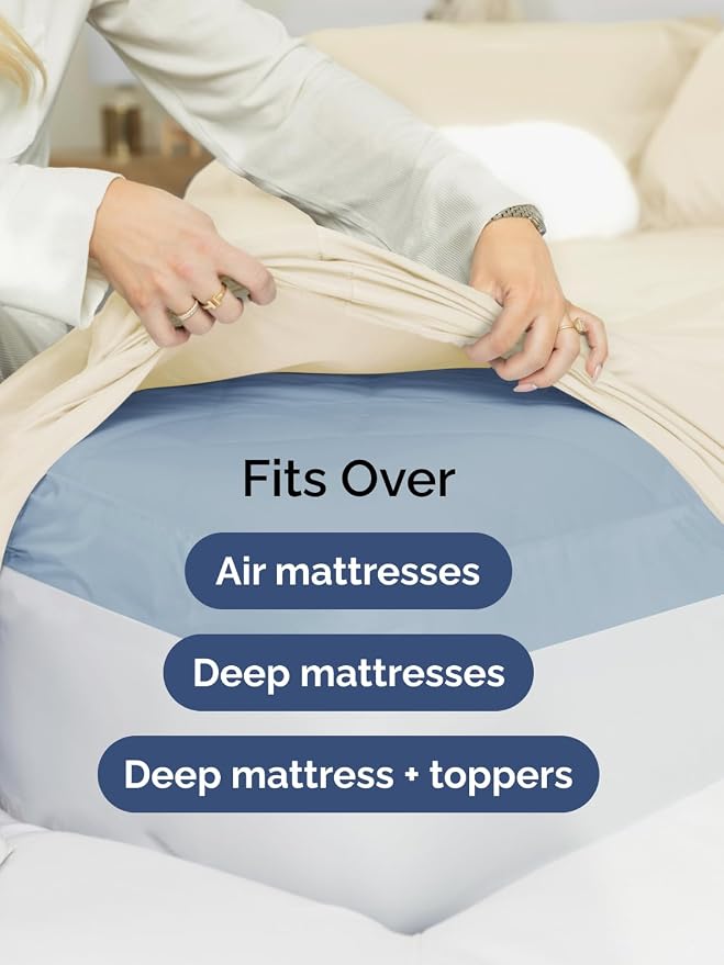 Extra Deep Twin Sheet Set - 4 Piece Breathable and Cooling Sheets - Hotel Luxury Bedding for Women, Men, Kids & Teens - Easy Secure Fit - Soft, Wrinkle Free and Comfy - Extra Deep Pockets - Off White