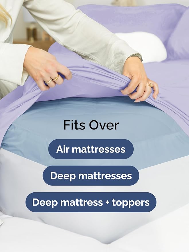 Extra Deep Twin Sheet Set - 4 Piece Breathable and Cooling Sheets - Hotel Luxury Bedding for Women, Men, Kids & Teens - Easy & Secure Fit - Soft, Wrinkle Free and Comfy - Extra Deep Pockets - Lavender