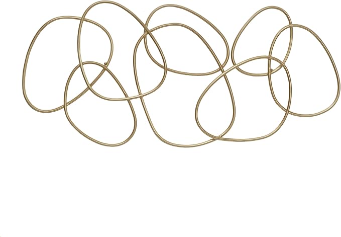 CosmoLiving by Cosmopolitan Metal Abstract Home Wall Decor Interlocking Rings Wall Sculpture, Wall Art 43" x 1" x 22", Gold