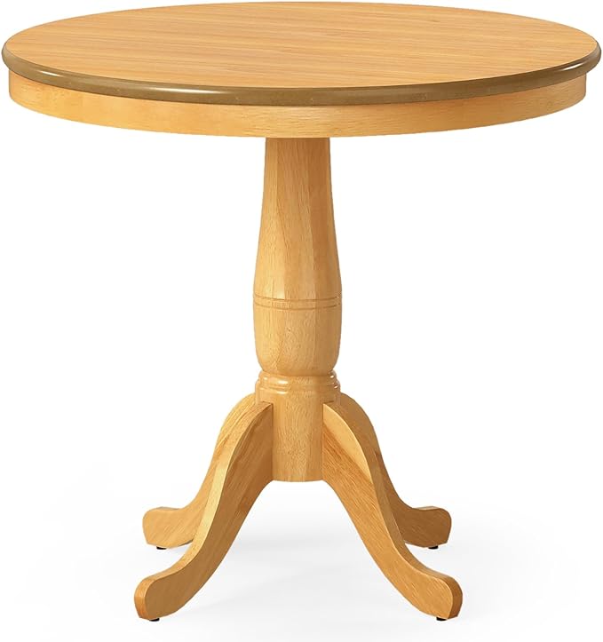 Giantex Round Dining Table for 2-4 People, 32" D X 30" H Wooden Kitchen Table with Spacious Tabletop, Pedestal Base, Leisure End Tables for Bar, Kitchen, Dining Room, Restaurant, Natural