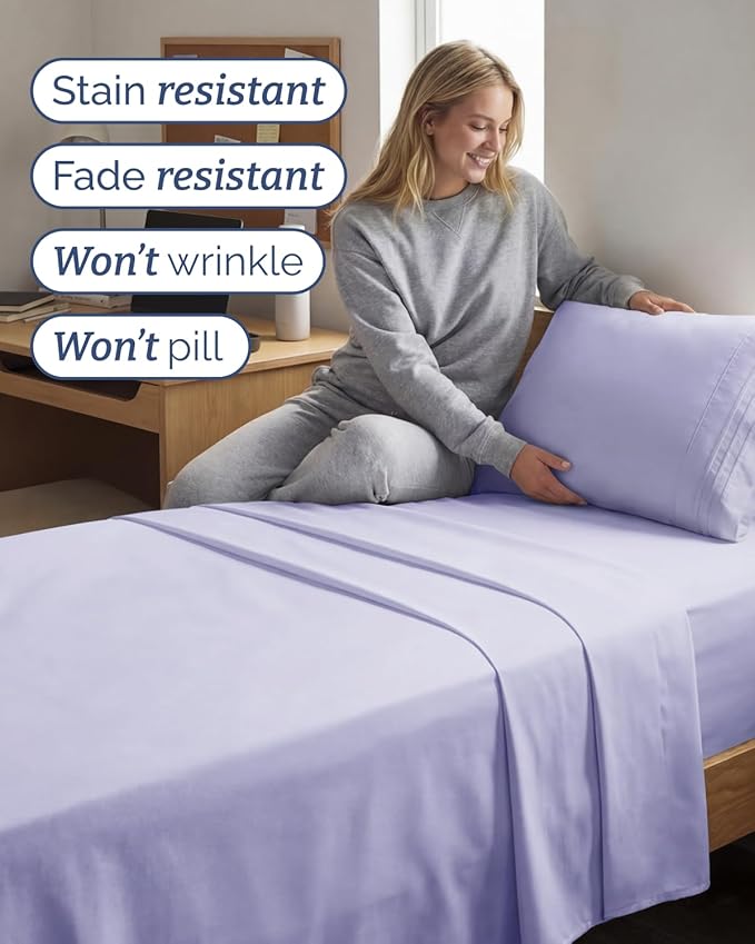 Twin XL Size 3 Piece Sheet Set - Comfy Breathable & Cooling Sheets - Hotel Luxury Bed Sheets for Women & Men - Deep Pockets, Easy-Fit, Soft and Wrinkle Free Sheets - Lavender Oeko-Tex Bed Sheet Set