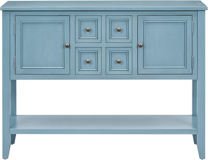 Merax Farmhouse Entryway Console Table with Storage Drawers and Shelf for Living Room Dining Room, Wood Narrow Hallway Table Sofa Table Kitchen Sideboard Cabinet with Door