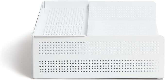 U Brands Modern Perforated Paper Tray, Office Supplies, Metal, White, 1 Count