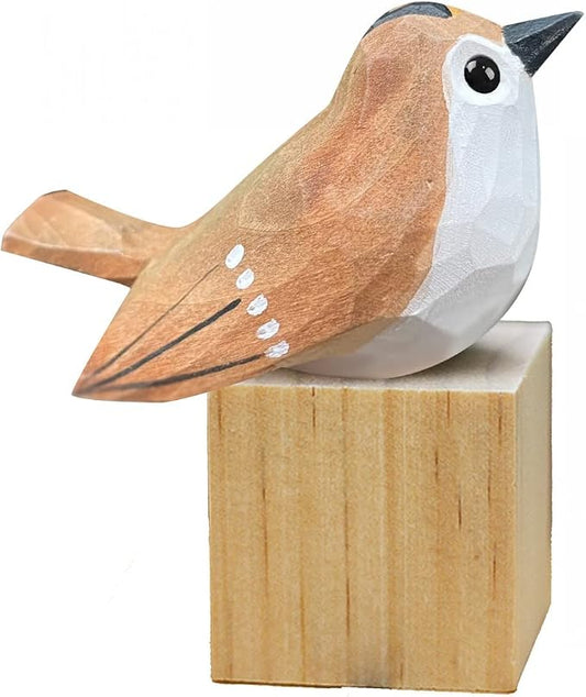 Bird Figurines Hand Carved Painted Wooden Statues for Home Decor, Gift for Bird Lovers,Housewarming, Birthday, Christmas, Anniversaries (NO.12-Regulus satrapa)
