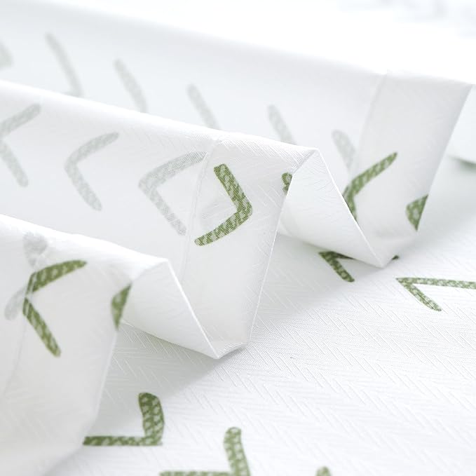 jinchan Green and White Boho Shower Curtain Herringbone Zig Zag Waterproof Fabric Bohemian Modern Farmhouse Arrow Geometric Shower Curtains for Bathroom with 12 Hooks 70x72 Inches