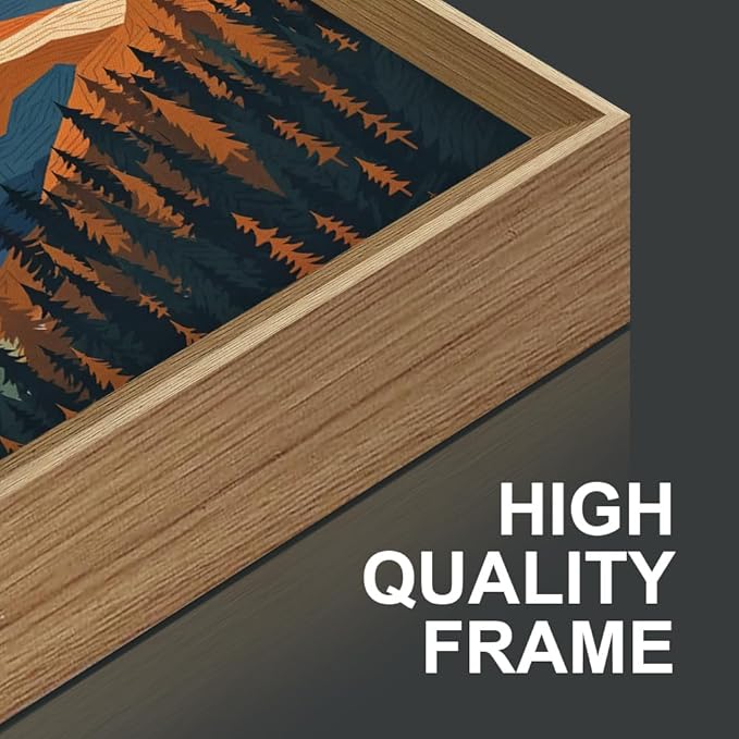 FWIEXA Vintage Mountain Framed Canvas Wall Art Set, Boho Sunrise Wall Prints, Abstract Nature Forest Artwork, Retro Lake Sunset Painting, 3 Panel 16x24 Inches Modern Rustic Decor for Living Room, Bedroom, Office