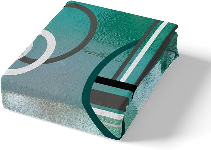 Modern Turquoise Decor Duvet Cover for Kids Teens Youth,Geometric Striped Comforter Cover King,Mid Century Bedding Set,Grunge Oil Painting Artwork Quilt Cover Soft Room Decor Bedspread Cover,Teal