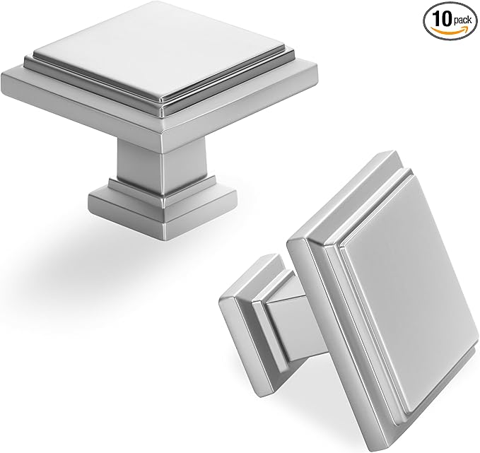 Lardmon 10 Pack Satin Nickel Cabinet Knobs Drawer Knobs Modern Cabinet Pulls Kitchen Cabinet Handles Kitchen Cabinet Hardware Timeless Drawer Pulls for Dresser Cupboard Wardrobe, Nickel-B(1x10)
