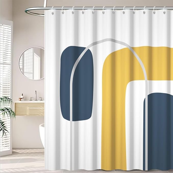 Boho Abstract Shower Curtain for Bathroom Modern Minimalist Neutral Bathroom Decor Simple Geometric Arch Aesthetic Bathtub Curtains Machine Washable Waterproof Polyester Fabric with Hooks 54x72 Inch