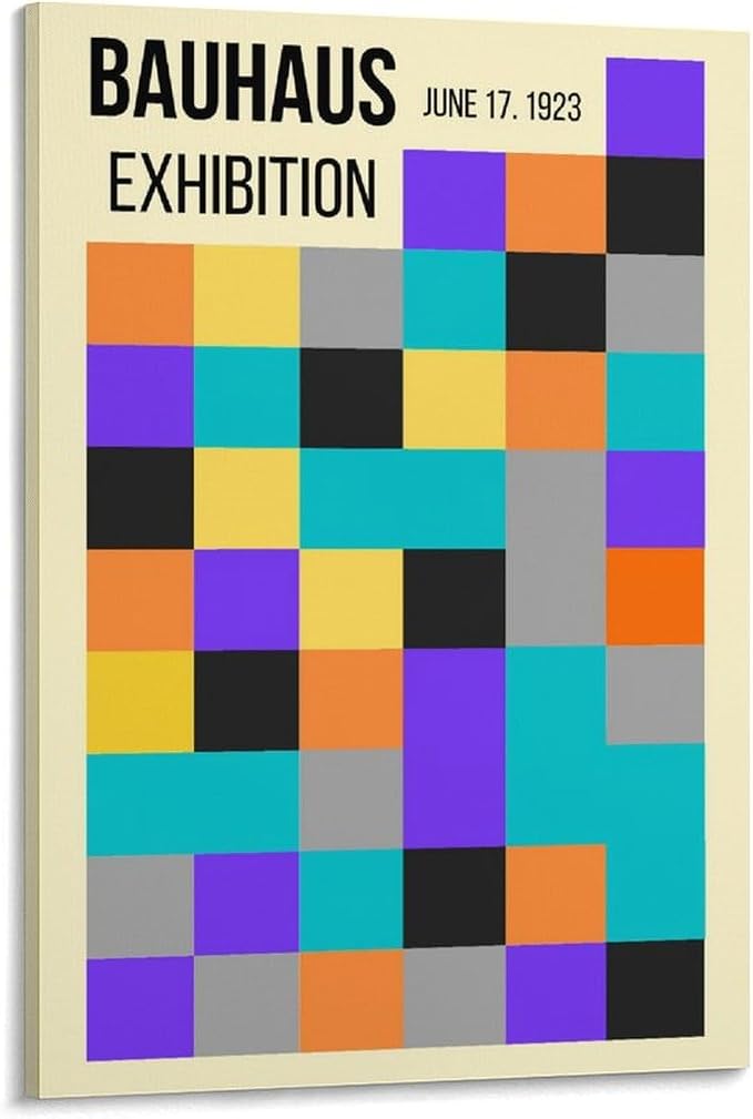 FideMm Bauhaus Print Poster,colours Poster,Abstract Art,Minimalist,Stylish Mid Century Art Poster for Room Aesthetics Canvas Wall Art Poster And Print Frame-style 16x24inch(40x60cm)