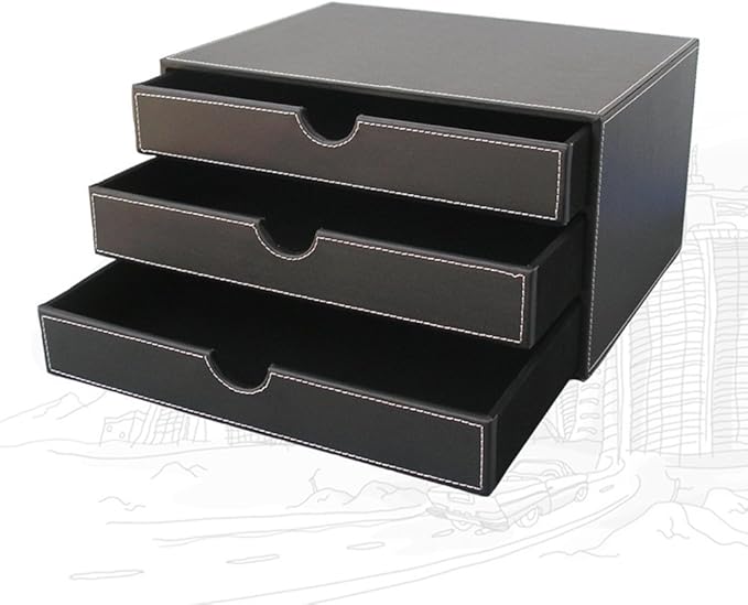 KINGFOM Desk Organizer Set 9 PCS Office Supplies Set File Holder Cabinet, Desk Organizer Drawer,Tissue Box Cover,Organizer Box,Mouse Pad,Desk Pad, Notepaper Holder, Crystal Holder and Coasters Set