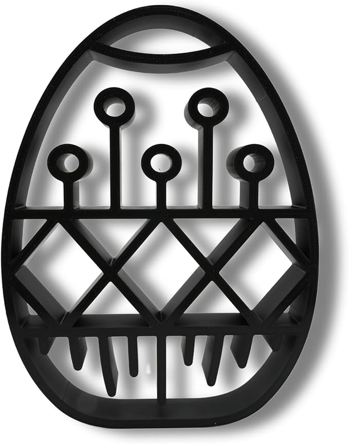 Easter Egg Sculpture – Minimalist Decorative Accent for Spring & Year-Round Home Decor | Collectible Design | Modern Holiday Display (Geometric Pattern Matte Black)