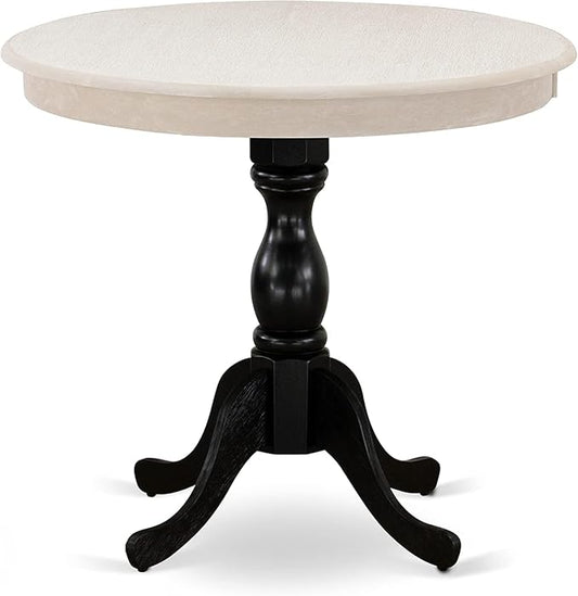 East West Furniture AMT-ACB-TP Antique Dining Room Table - a Round Kitchen Table Top with Pedestal Base, 36x36 Inch, Multi-Color