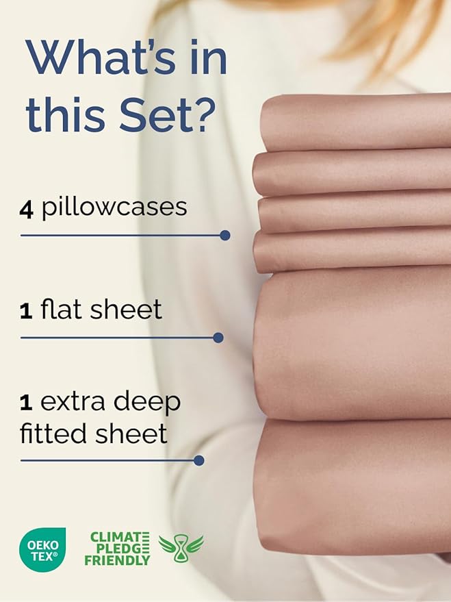 Extra Deep Cal King Sheet Set - 6 Piece Breathable and Cooling Sheets - Hotel Luxury Bedding for Women, Men, Kids & Teens - Easy Secure Fit - Soft, Wrinkle Free and Comfy - Extra Deep Pockets - Mauve