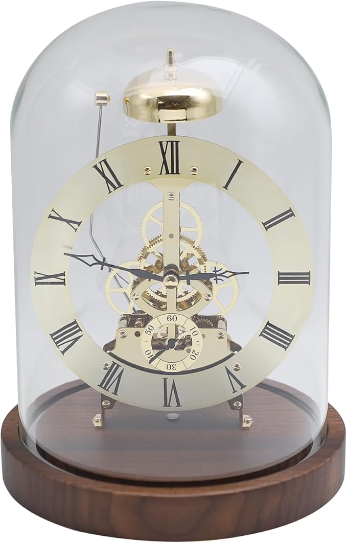 Adventurers Black Walnut Solid Wood,Classical,Mechanical Gear Clock with Glow-in-The-Dark Lights,Suitable for Room Decoration,with Light-Controlled and Voice-Activated Function (Golden)