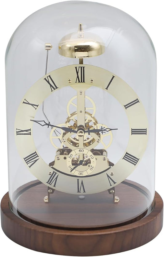 Adventurers Black Walnut Solid Wood,Classical,Mechanical Gear Clock with Glow-in-The-Dark Lights,Suitable for Room Decoration,with Light-Controlled and Voice-Activated Function (Golden)