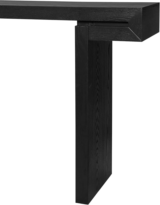 Wood Console Table, 60" Retro Long Sofa Table Behind Couch with Real Wood Veneered, Farmhouse Wooden Narrow Sofa Table Hall Table for Living Room Foyer Entrance Entryway, Black
