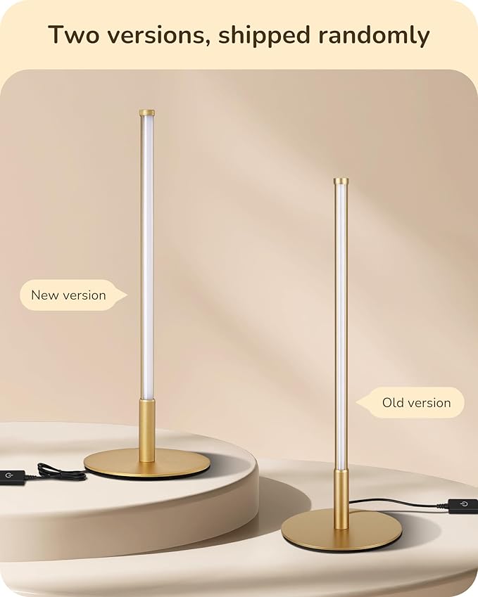 EDISHINE LED Table Lamp, Stepless Dimmable Bedside Lamp with 3 Color Temperature, Modern Nightstand Lamp, Upgraded Desk Lamps for Bedroom, Living Room, Corner, Gift, Metal Finish, Gold, 6W