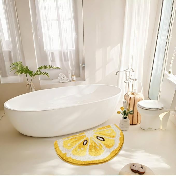 Ankah Fruit Bath Mats Cute Bathroom Rugs, Particularly Absorbent, Very Soft, and Dry Fast That Fits for Kid's Room, Bathroom or Other Room, 17.7" x 31.5", Lemon