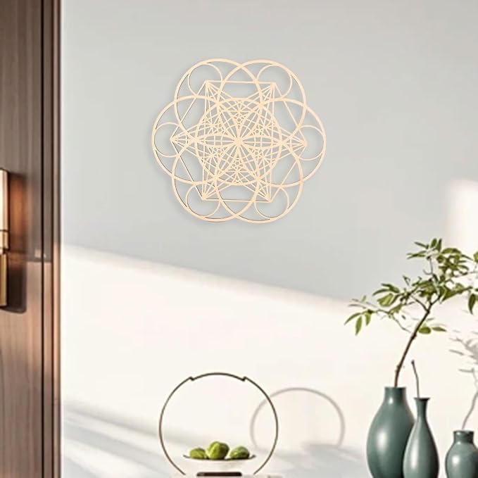 HouseVibe Geometric Wood Wall Art Ornament Creative Collection 11.8 Inch Wall Sculpture Hanging Decoration for Office Dining Room Entryway- Style B