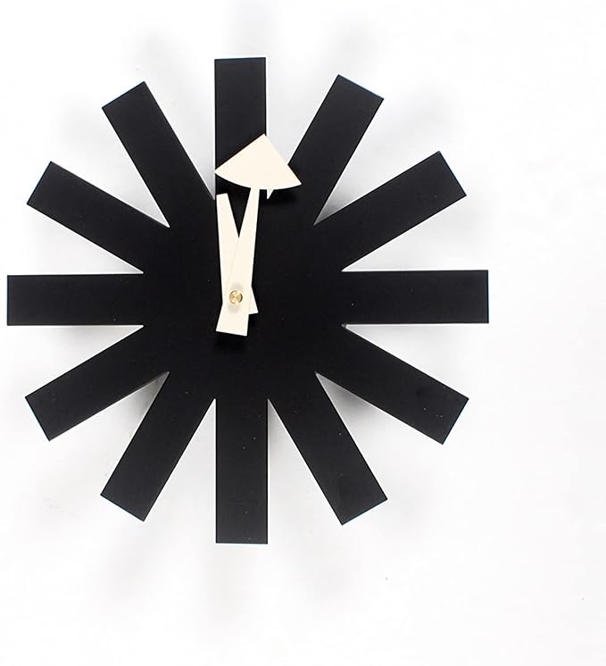 SHISEDECO Modern Non Ticking Mid Century Retro Design Decorative Silent Wall Quartz Clocks 10 Inch for Home, Living Room, Office and Bedroom etc.(Asterisk Clock Black)