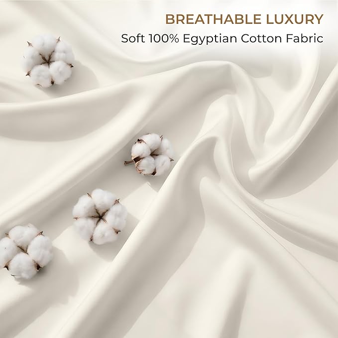 SGI bedding 100% Egyptian Cotton Sheets Full Size – 600 Thread Count Sheets Set, Soft, Cooling, 15" Deep Pocket, Luxury Hotel Bedding, Breathable, Durable - Butter