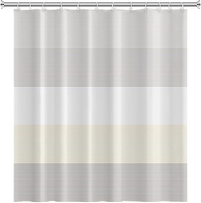 Abstract Stripes Shower Curtain for Bathroom Brown and Yellow Lines Geometric Pattern Bath Curtain Waterproof Polyester Fabric Shower Curtains with Hooks Modern Home Decorative, 69x70 Inch