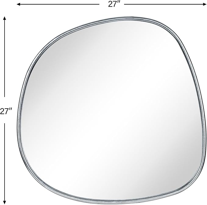 TEHOME Asymmetrical Irregular Shaped Antiqued Silver Foil Asymmetrical Accent Mirror Irregular Bathroom Wall Mirror