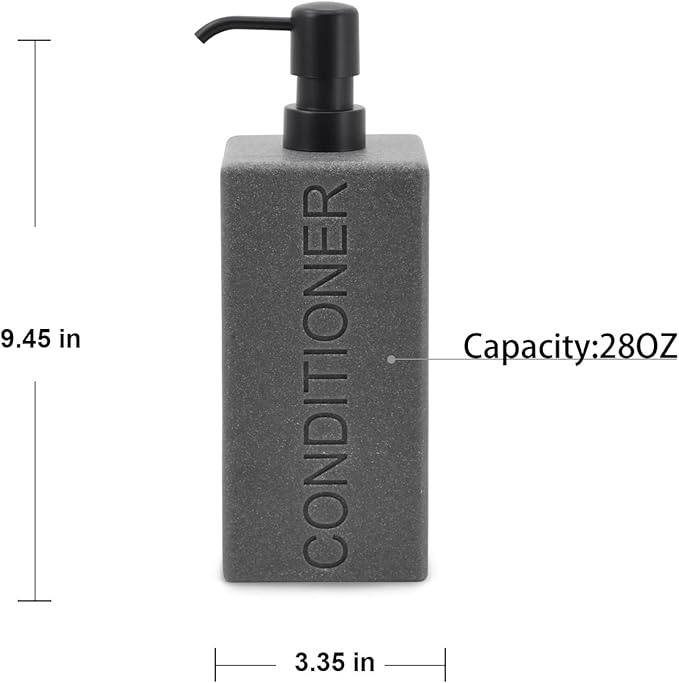 Rectangular Resin Dispenser Premium Bathroom Shampoo Conditioner Body Wash Bottle Modern Refillable Pump Design