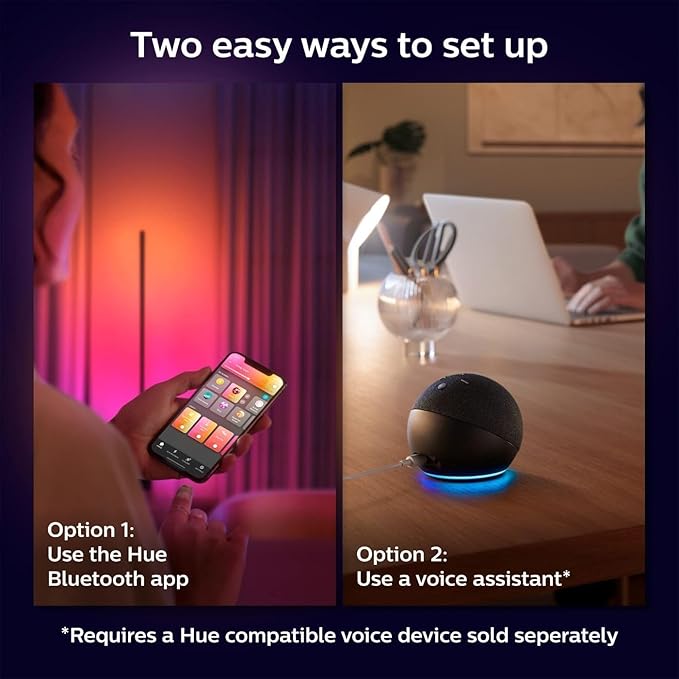 Philips Hue Signe Smart Color Changing Floor Lamp, Black, White and Color Ambiance, Pack of 1, Control with Hue App, LED Floor Lamp Compatible with Alexa, Google Assistant, and Apple Homekit