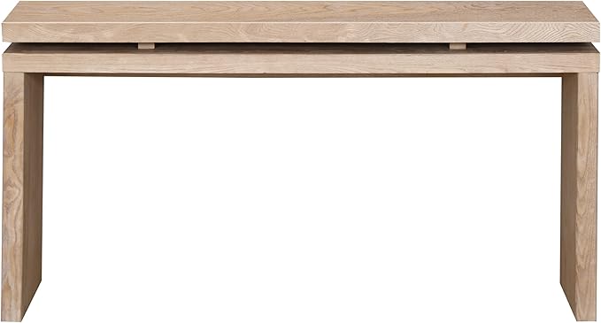 Wood Console Table, 60" Retro Narrow Long Sofa Table Behind Couch with Double Board Suspension Design and Solid Wood Finish for Hallway Entryway Living Room Entrance, Natural