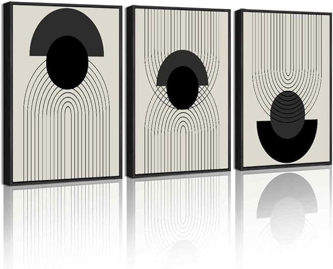 Drsoum Black Boho Wall Art Framed Modern Decor Bohemian Wall Decor Abstract Geometry Lines Prints Ready to Hang 11x14in Black Framed
