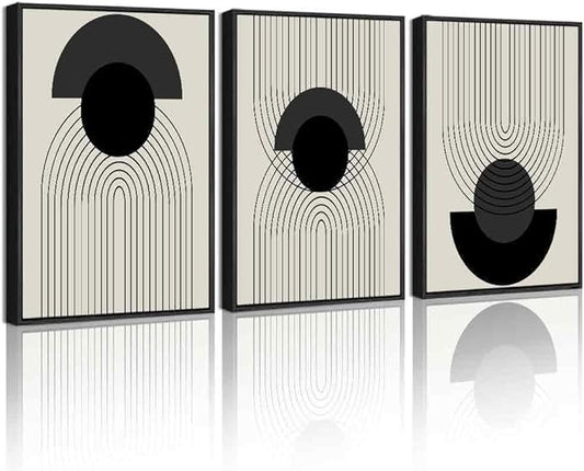 Drsoum Black Boho Wall Art Framed Modern Decor Bohemian Wall Decor Abstract Geometry Lines Prints Ready to Hang 11x14in Black Framed