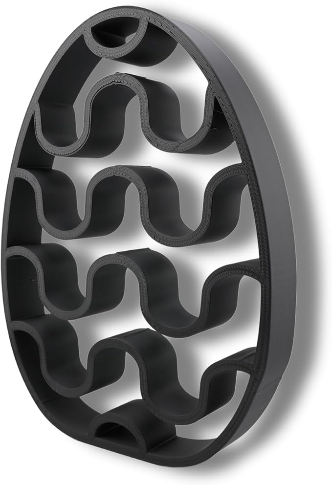 Easter Egg Sculpture – Minimalist Decorative Accent for Spring & Year-Round Home Decor | Collectible Design | Modern Holiday Display (Chevron Stripes Matte Black)