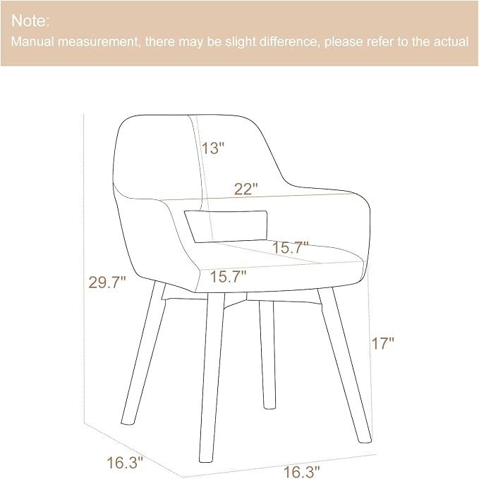 Desk Chair No Wheels Comfy Accent Chair for Living Room Bedroom Dining Home Office Vanity Chair Mid Century Modern Upholstered Armchair (Angora White, 1)