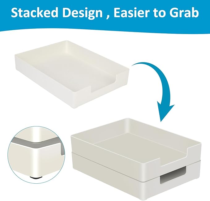 Paper Tray, 1-Pack Letter Tray, Desk Tray Organizer, Plastic A4 Letter-Size Printer Paper Holder, Rectangular Desktop Stackable File Mail Document Storage Container for Office Supplies School Home