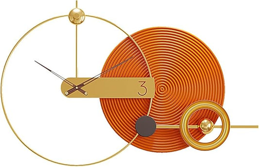 Decorative Large Wall Clock Gold Round Decoration Silent Modern Metal Large Wall Clock Decor for Living Room Office Bedroom Kitchen, 40"X25"