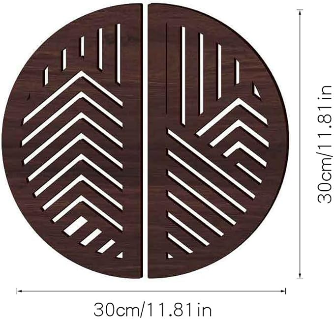 Hollow Round Wood Art Wall Decor, Modern Vintage Wooden Round Wall Sculptures, Half Round Wall Decor Hanging Abstract Panel 3D Geometric Wood Wall Art Decor for Home Office Living Room Bedroom (Brown)