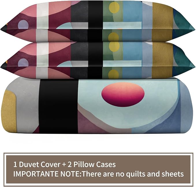 Abstract Geometric Duvet Cover Oversized King, Colorful Geometry Modern Bedding Set 3 Piece for Boys Girls, Kids Multicolor Patterned Comforter Cover with Zipper Soft Microfiber, 2 Pillowcases